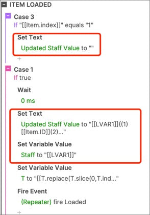 Save repeater data to variable Staff