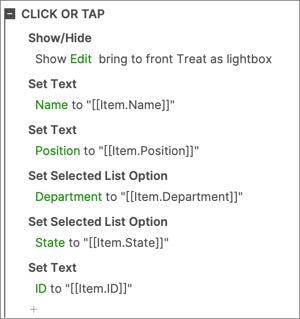 Edit button interaction