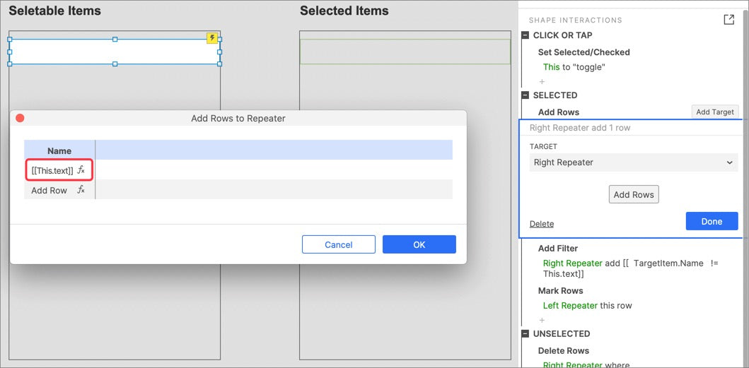 add right list data
