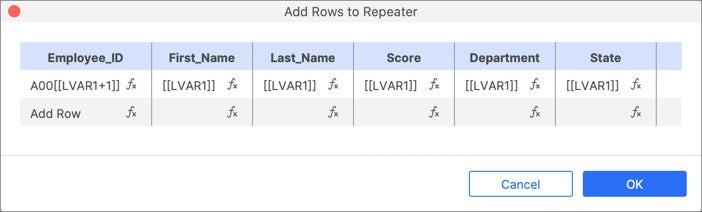 Add new row action