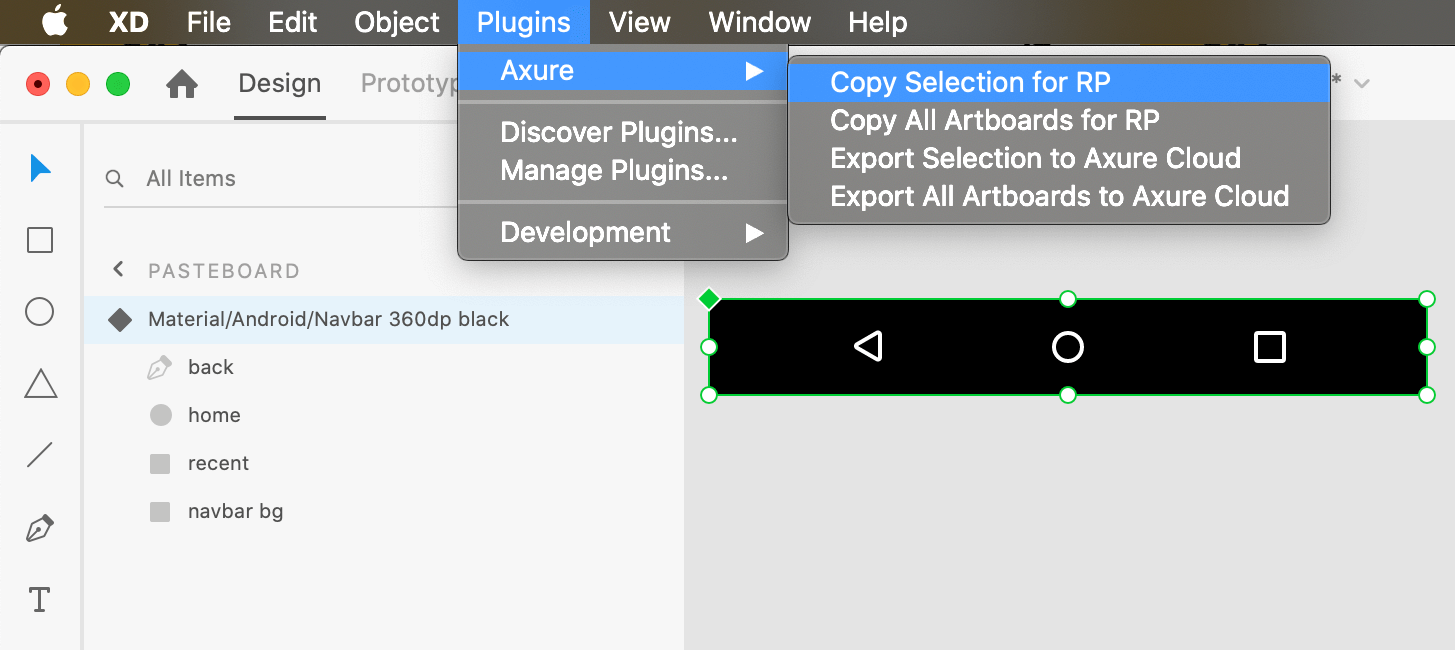 Copy assets in Adobe XD