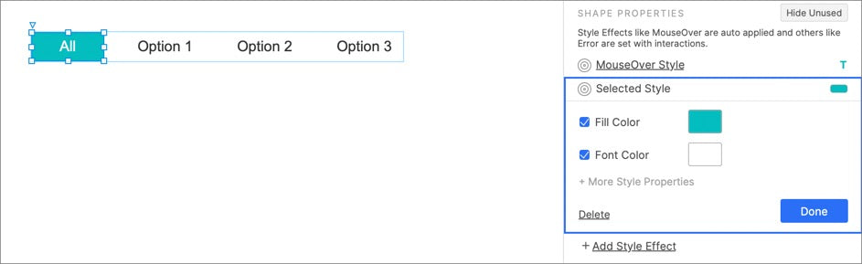 Drag 4 buttons and set their style