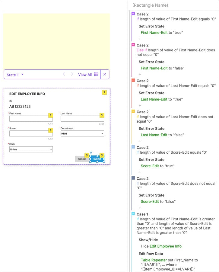 Edit Employee Info Panel interactions