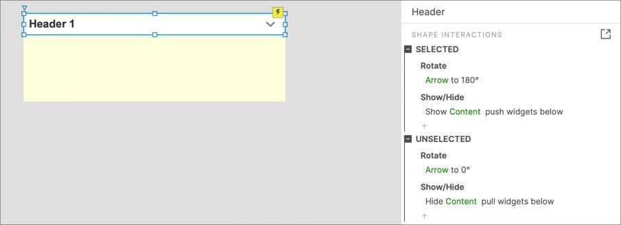 Header Selection interaction