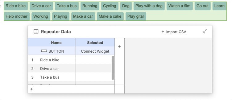 Button selectable tags