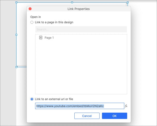 Set the video source of the inline frame
