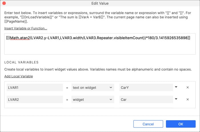Set rotation angle