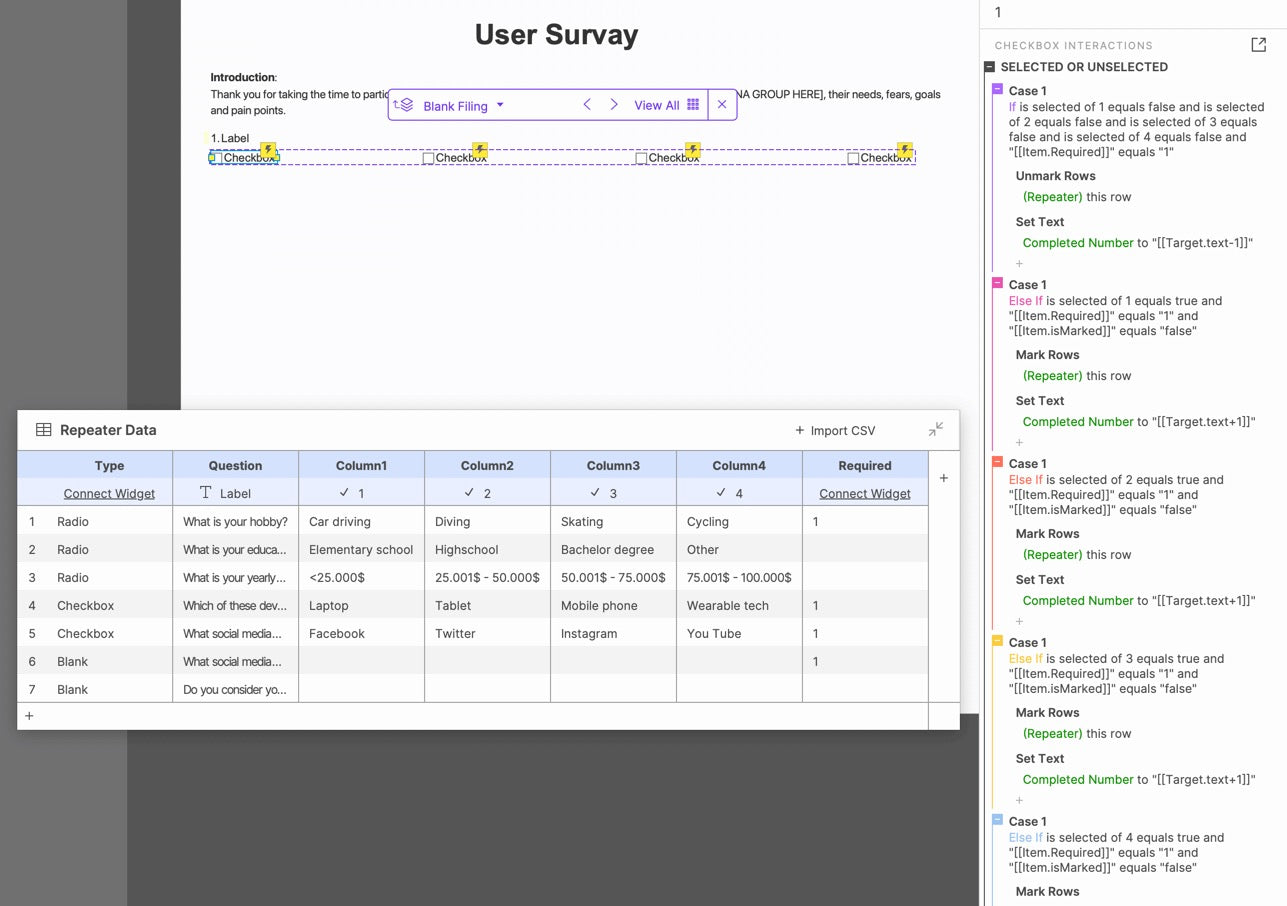 Checkbox interactions setting