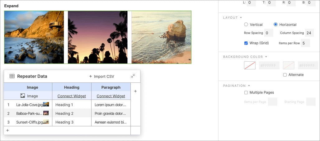 Expanding widget setup