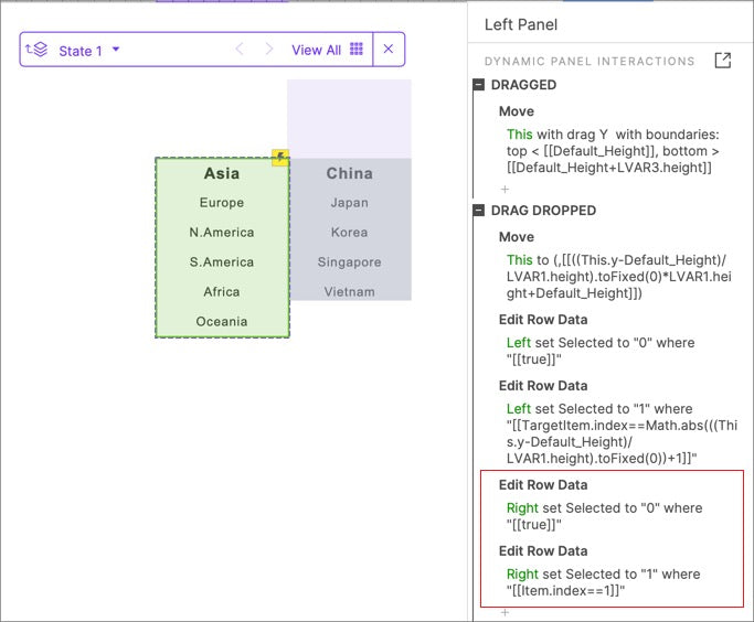 Set default selected item of right column