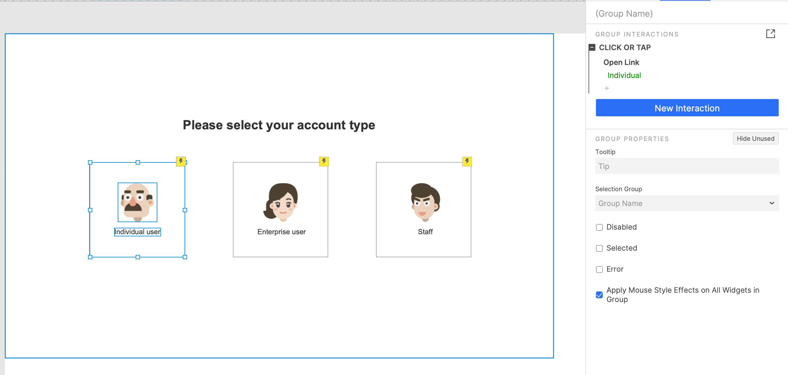 Landing page interaction