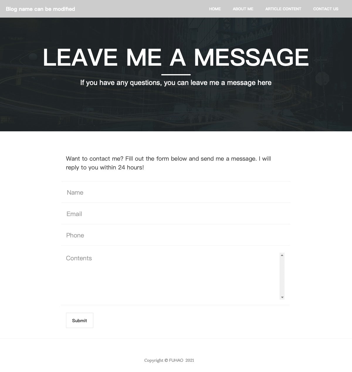 Contact page